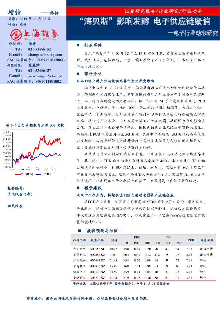 上海证券：电子行业动态研究：“海贝斯”影响发酵 电子<em>供应链</em>紧俏 海报