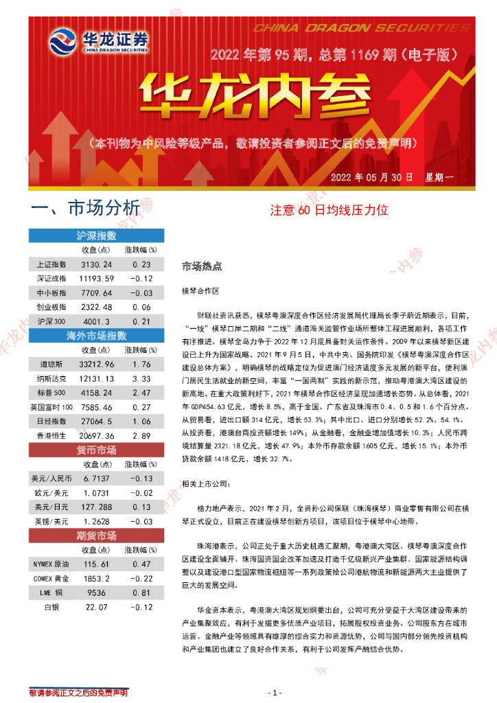 华龙证券：华龙内参2022年第95期，总第1169期（电子版） 海报