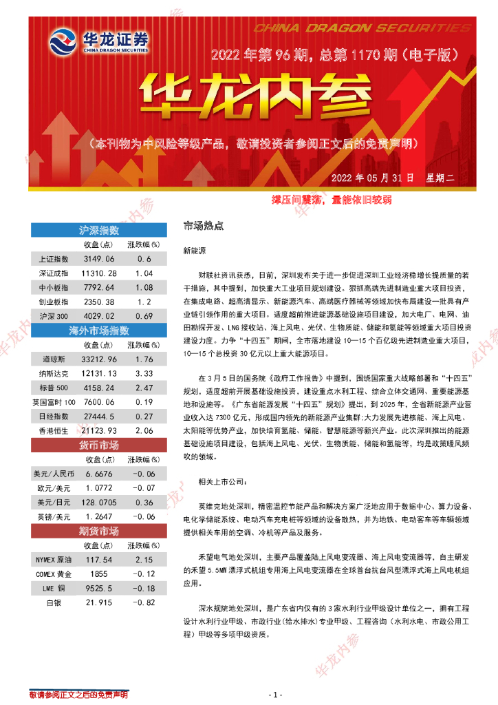 华龙证券：华龙内参2022年第96期，总第1170期（电子版）