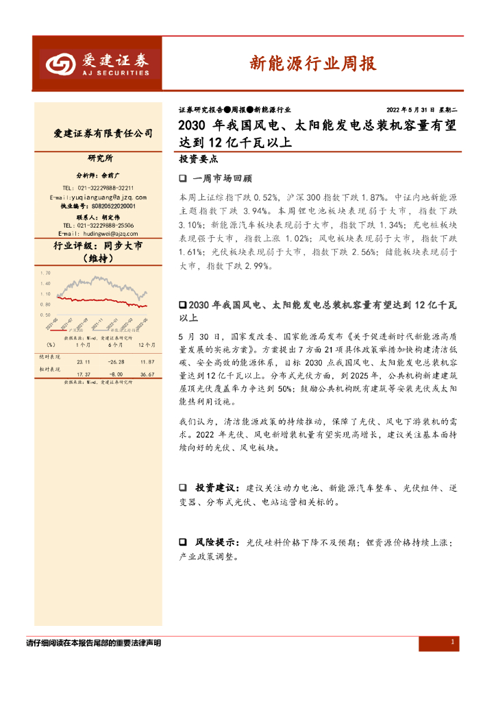 爱建证券：新<em>能源</em>行业周报：2030年我国风电、太阳能发电总装机容量有望达到12亿千瓦以上 海报