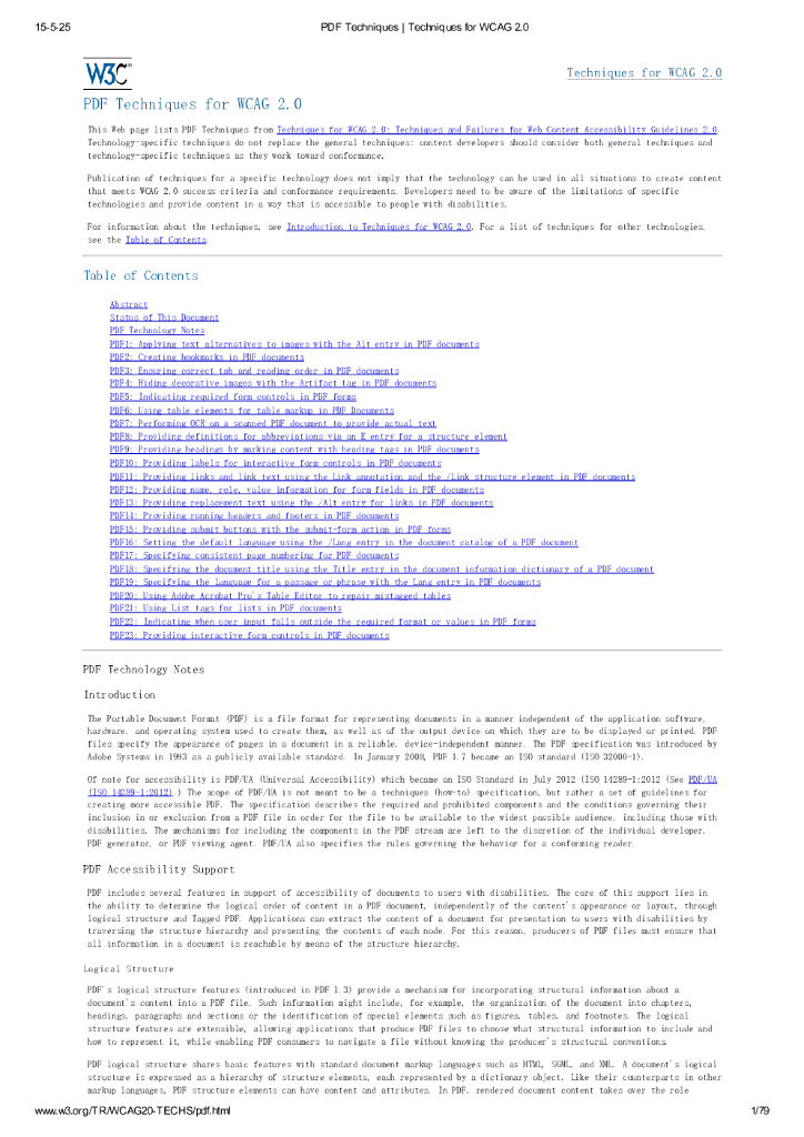W3C：PDF无障碍技巧