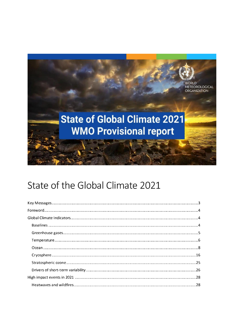 世界气象组织：2021年全球气候状况报告（英文版）