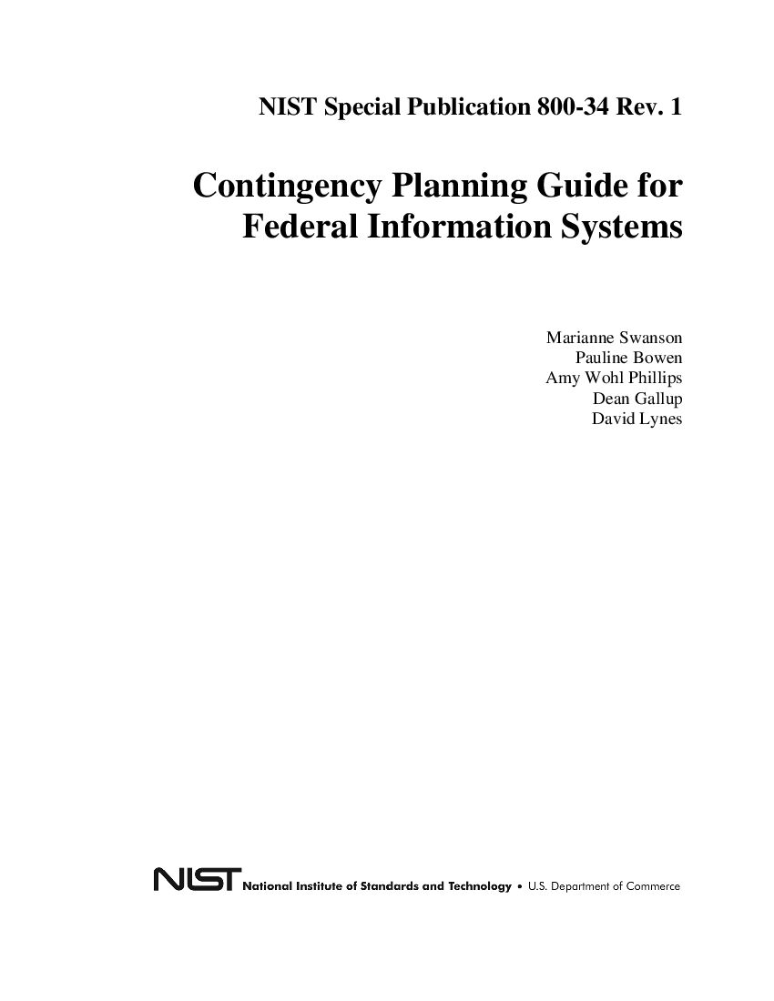 NIST-SP 800-34 联邦信息系统应急规划指南（英文版）