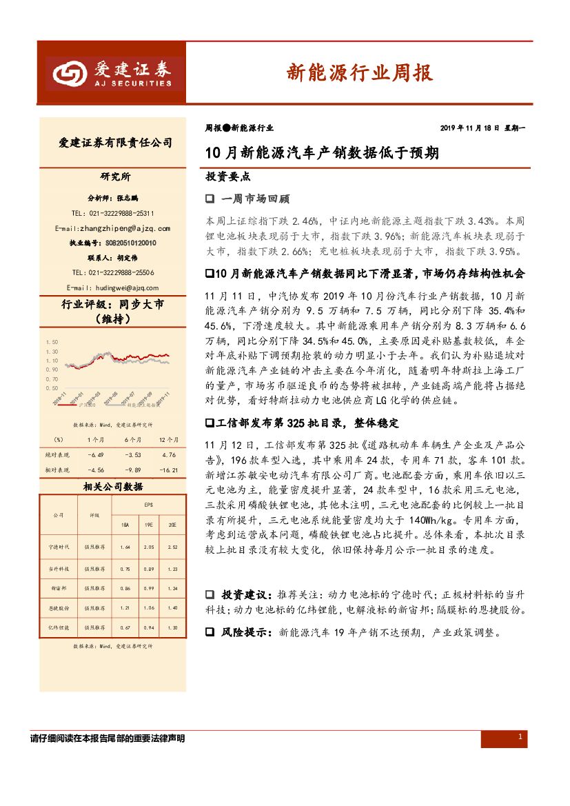 爱建证券：新<em>能源</em>行业周报：10月新<em>能源</em>汽车产销数据低于预期 海报
