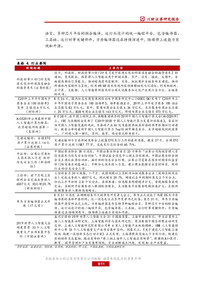 川财证券：计算机行业周报：关注人工智能领域投资机会_第9页