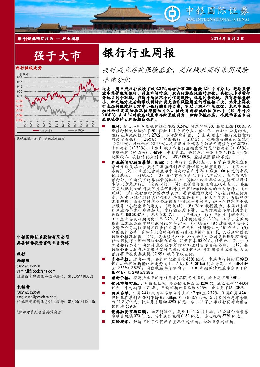 中银国际：银行行业周报：央行成立存款保险基金，关注城农商行信用风险个体分化
