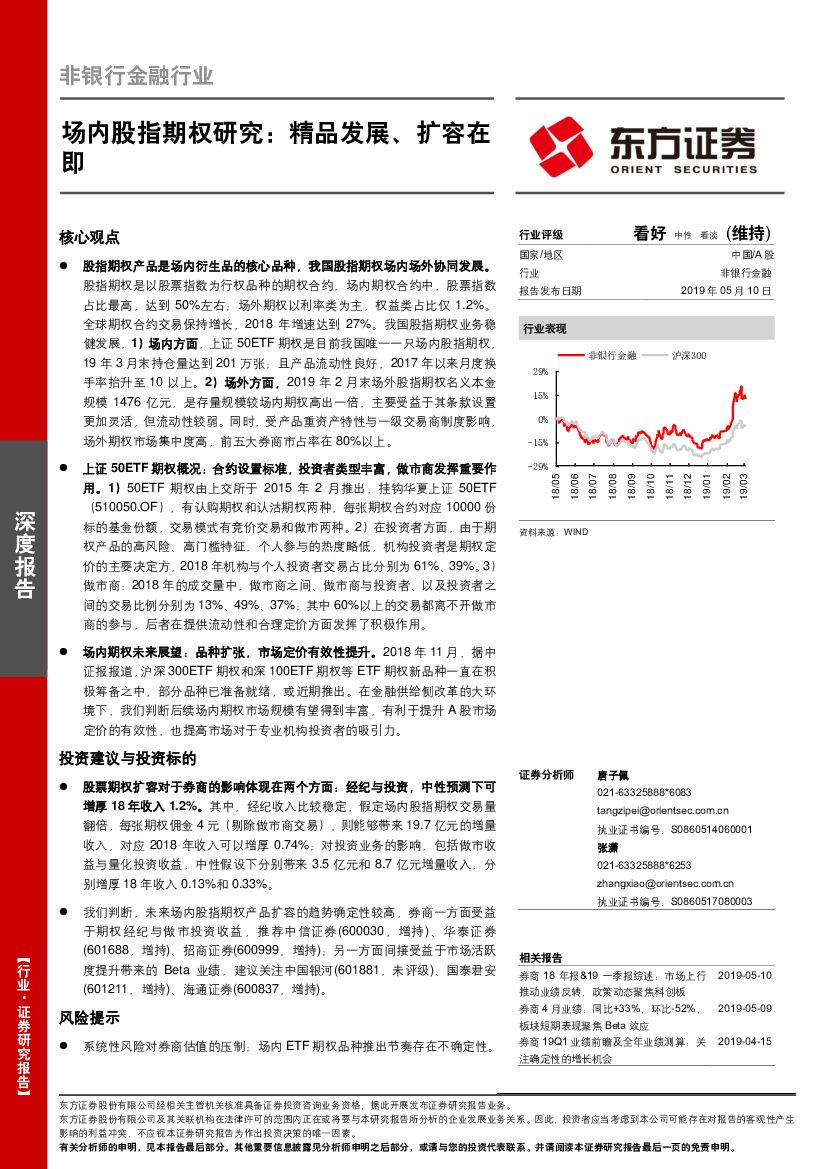 东方证券：非银行金融行业：场内股指期权研究：精品发展、扩容在即