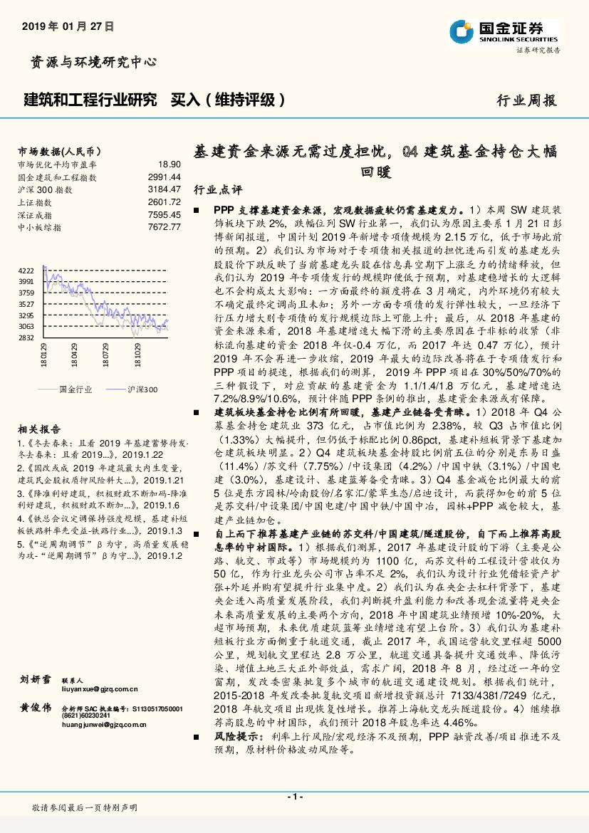 国金证券：建筑和工程行业周报：基建资金来源无需过度担忧，Q4建筑基金持仓大幅回暖