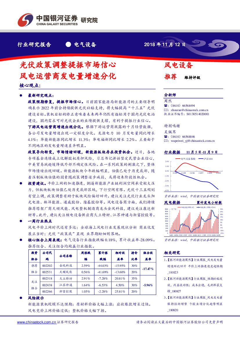 中国银河：电气设备行业研究报告：光伏政策调整提振市场信心 风电运营商发电量增速分化