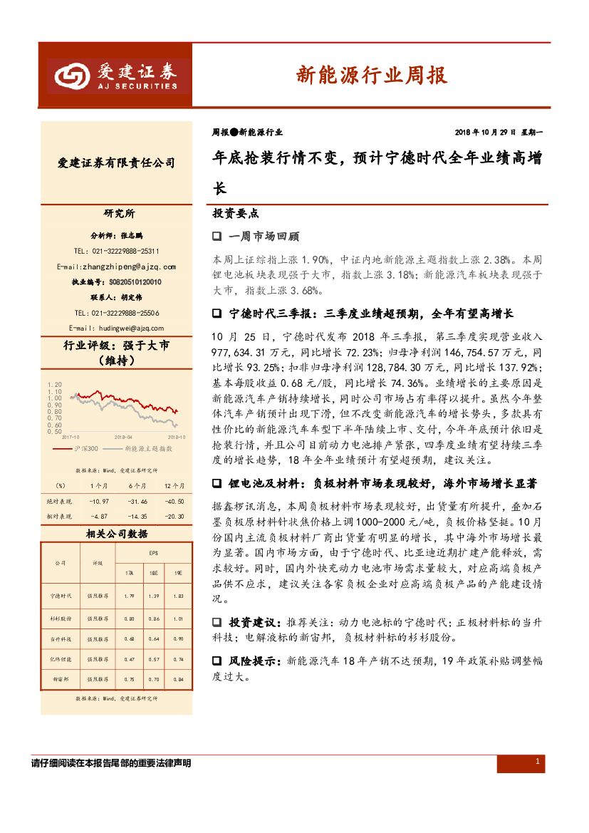 爱建证券：新<em>能源</em>行业周报：年底抢装行情不变，预计宁德时代全年业绩高增长 海报