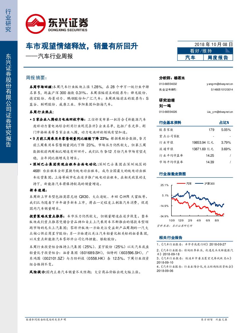 东兴证券：汽车行业周报：车市观望情绪释放，销量有所回升