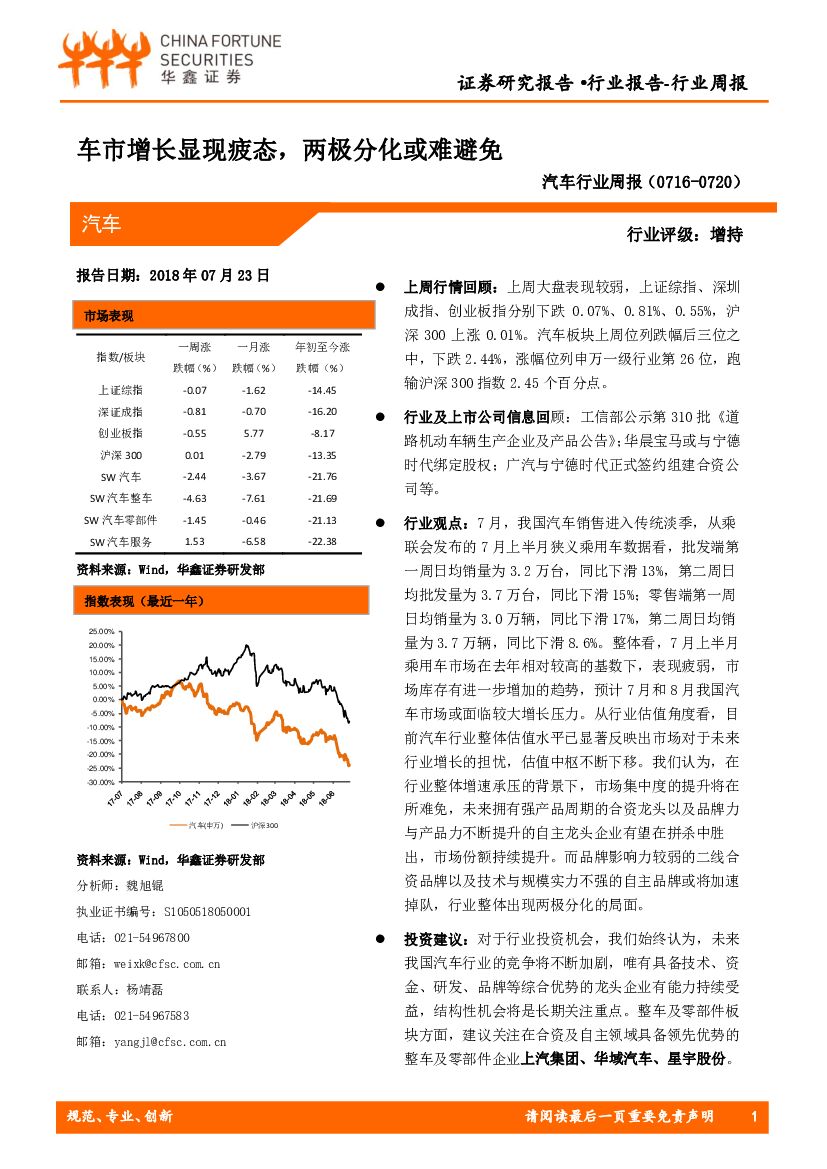 华鑫证券：汽车行业周报：车市增长显现疲态，两极分化或难避免