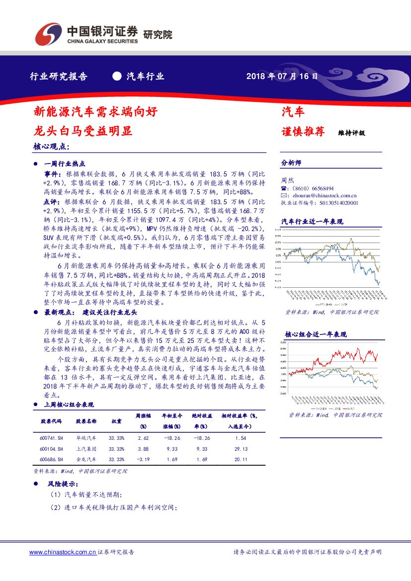 中国银河：汽车行业研究报告：新能源汽车需求端向好 龙头白马受益明显