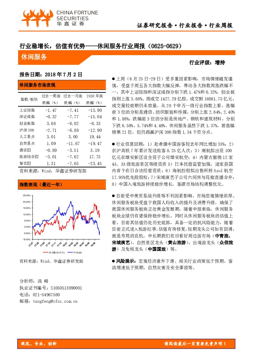 华鑫证券：休闲服务行业周报：行业稳增长，估值有优势
