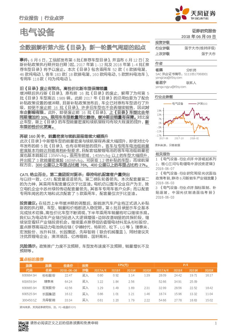 天风证券：电气设备：全数据解析第六批《目录》：新一轮景气周期的起点