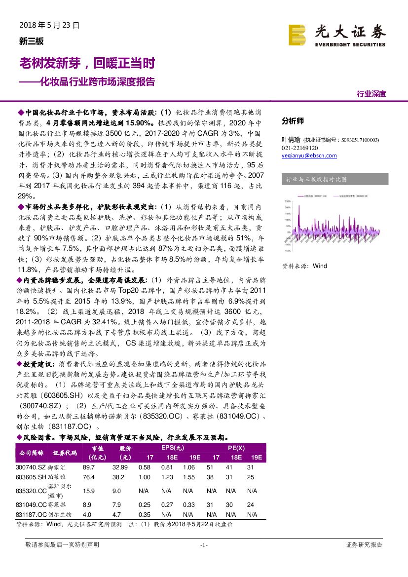 光大证券：化妆品行业跨市场深度报告：老树发新芽，回暖正当时