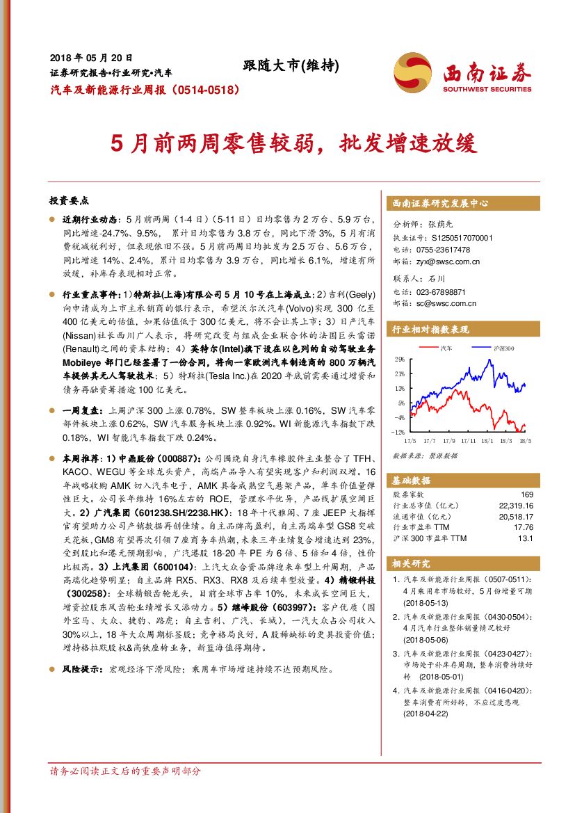 西南证券：汽车及新<em>能源</em>行业周报：5月前两周零售较弱，批发增速放缓 海报