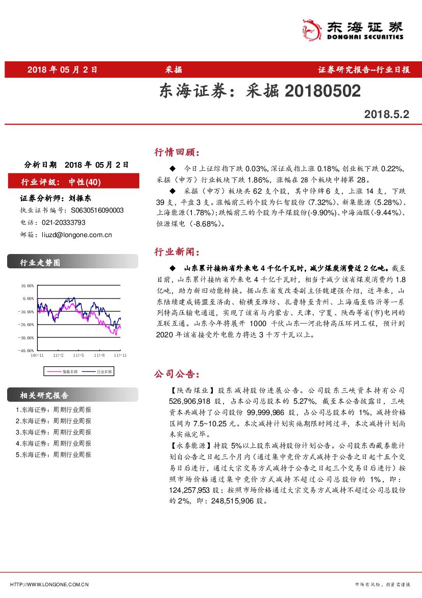 东海证券：行业日报：东海证券：采掘