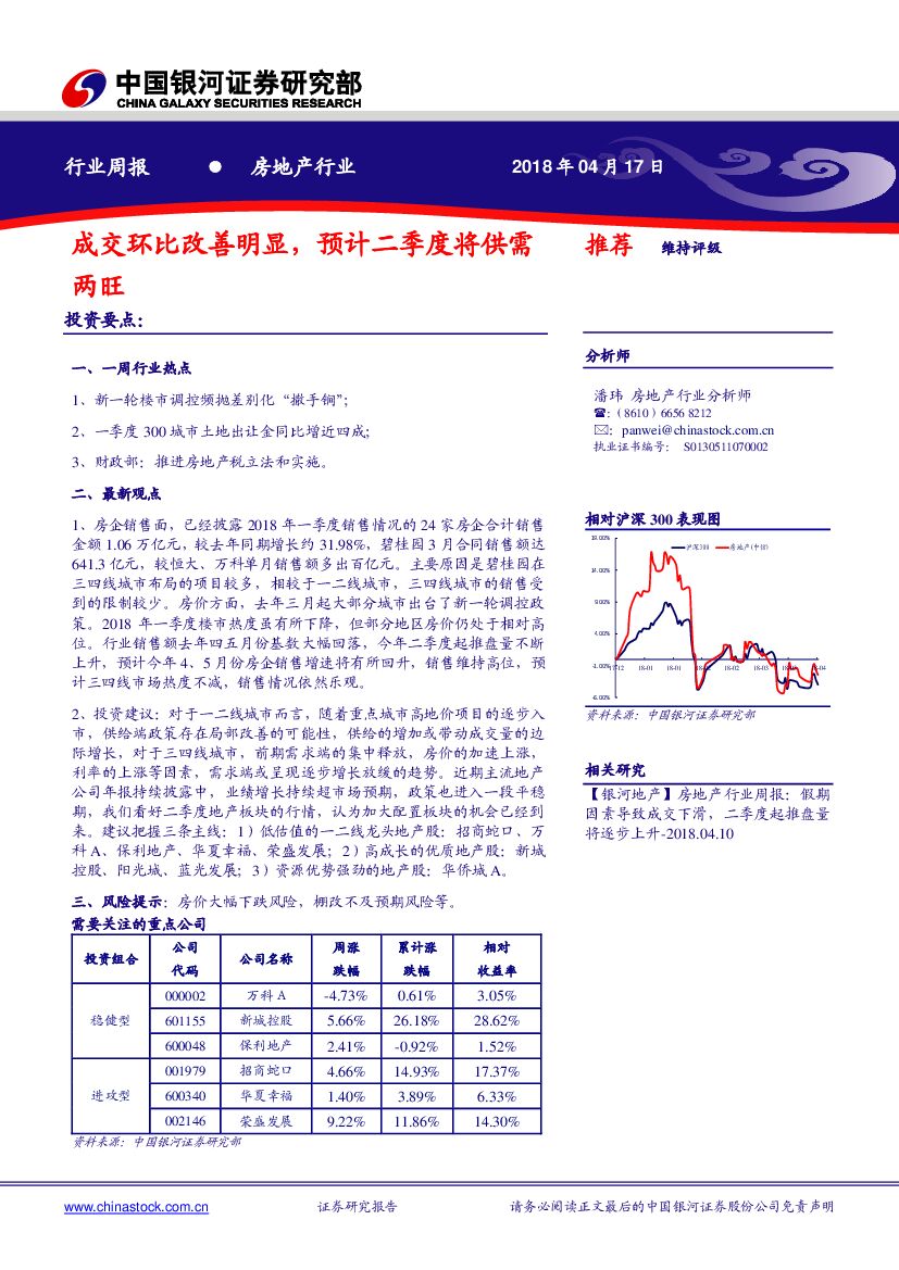 中国银河：房地产行业：成交环比改善明显，预计二季度将供需两旺