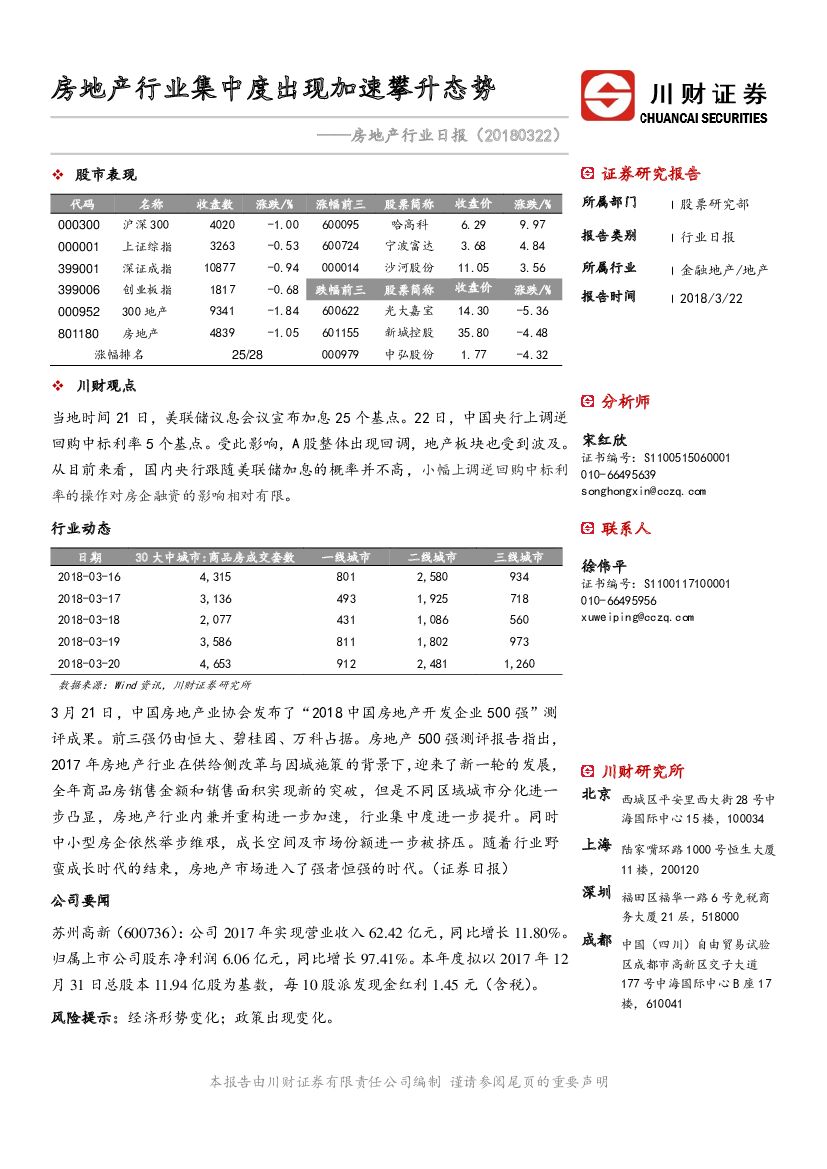 川财证券：房地产行业日报：房地产行业集中度出现加速攀升态势