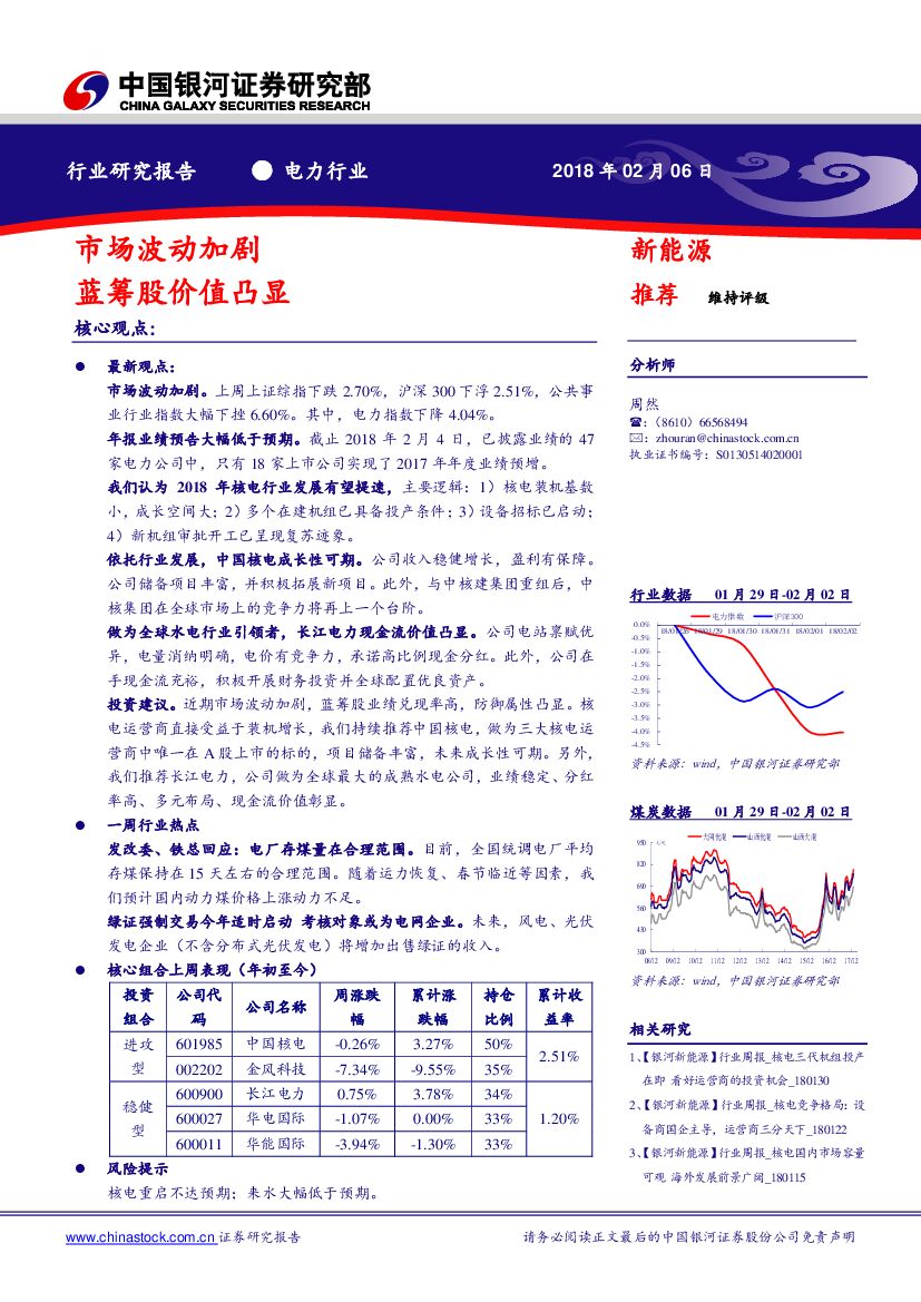 中国银河：电力行业研究报告：市场波动加剧 蓝筹股价值凸显