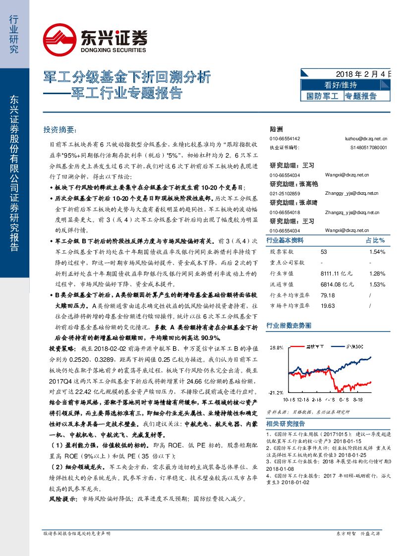 东兴证券：军工行业专题报告：军工分级基金下折回溯分析