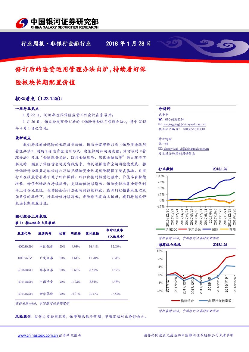中国银河：非银金融行业周报：修订后的险资运用管理办法出炉，持续看好保险板块长期配置价值