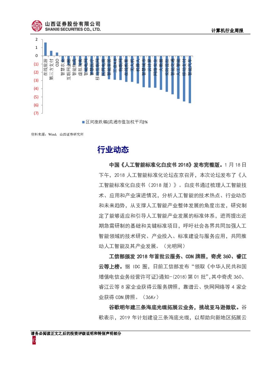 山西证券：计算机行业周报：人工智能标准化白皮书发布，关注业绩确定性高的龙头股_第6页