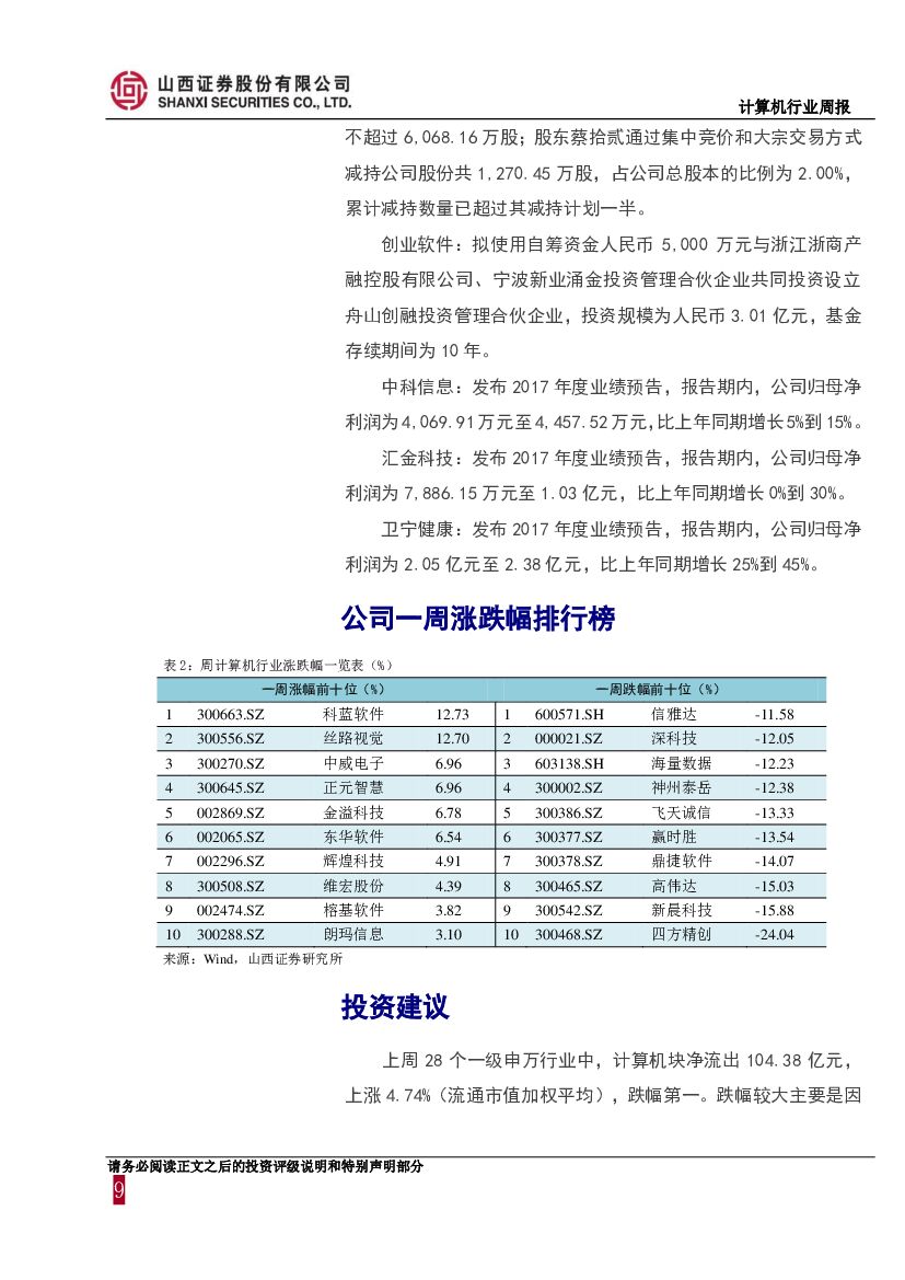 山西证券：计算机行业周报：人工智能标准化白皮书发布，关注业绩确定性高的龙头股_第9页