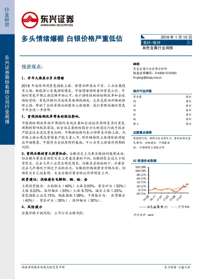 东兴证券：有色金属行业周报：多头情绪爆棚 白银价格严重低估