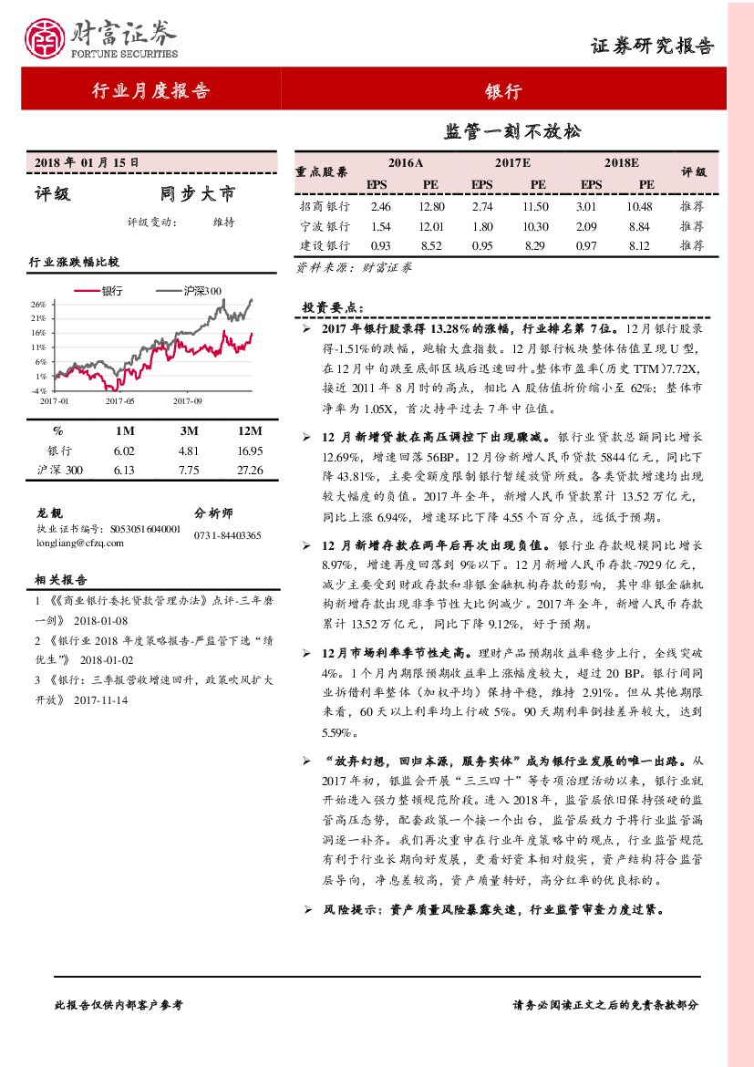 财富证券：银行行业月度报告：监管一刻不放松