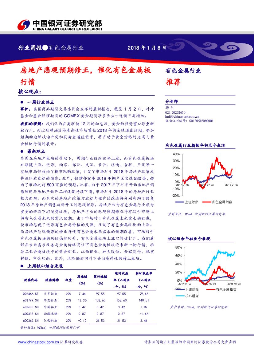 中国银河：有色金属行业周报：房地产悲观预期修正，催化有色金属板行情