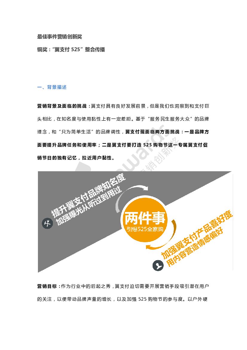 最佳事件营销创新奖--铜奖（翼支付）