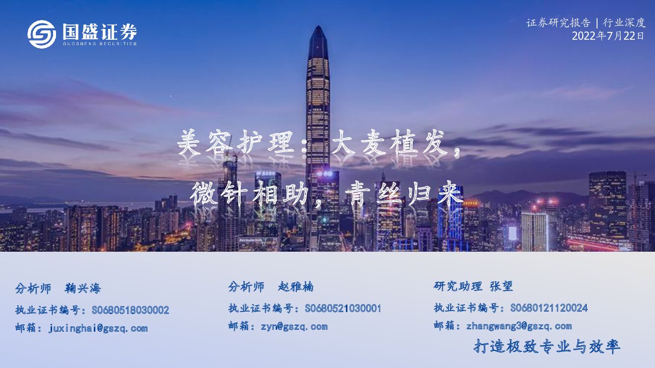 国盛证券：美容护理：大麦植发，微针相助，青丝归来 海报