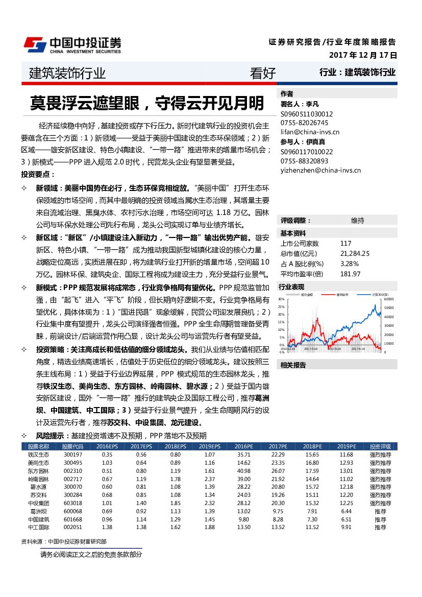 中投证券：建筑装饰行业年度策略报告：莫畏浮云遮望眼，守得云开见月明