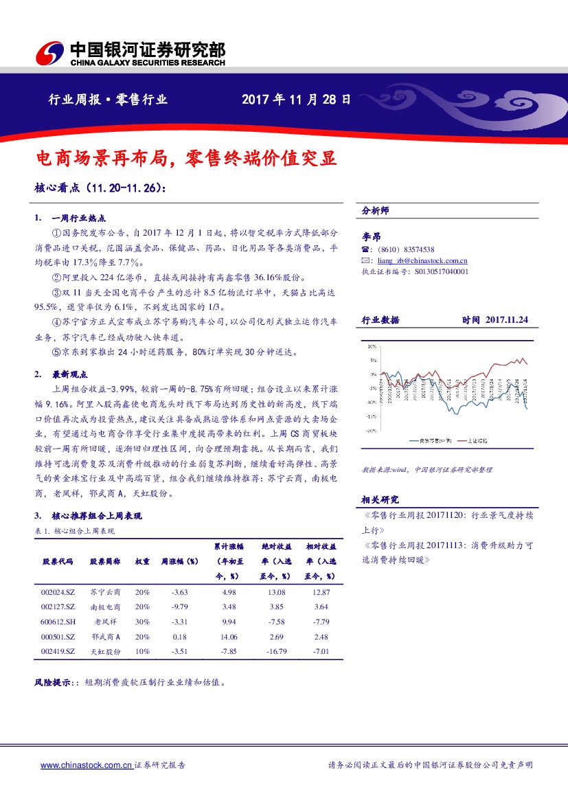 中国银河：零售行业周报：电商场景再布局，零售终端价值突显