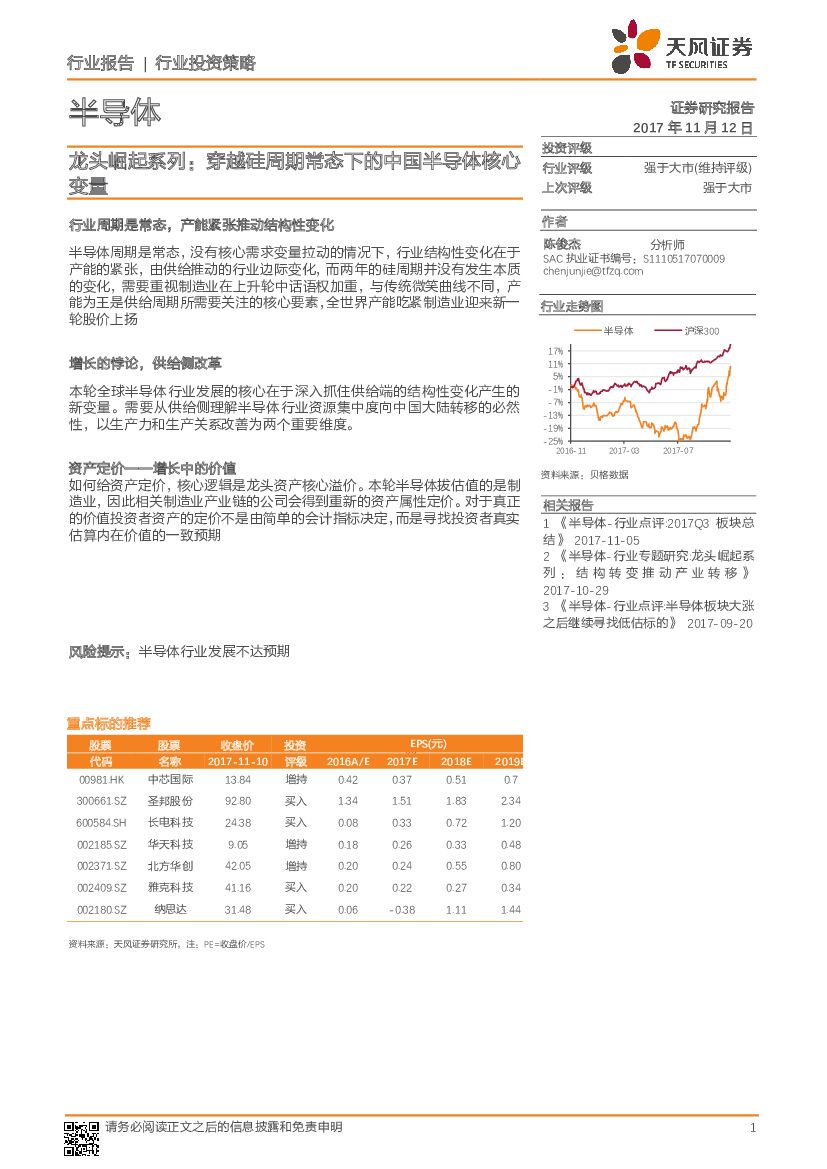 天风证券：半导体：龙头崛起系列：穿越硅周期常态下的中国半导体核心变量