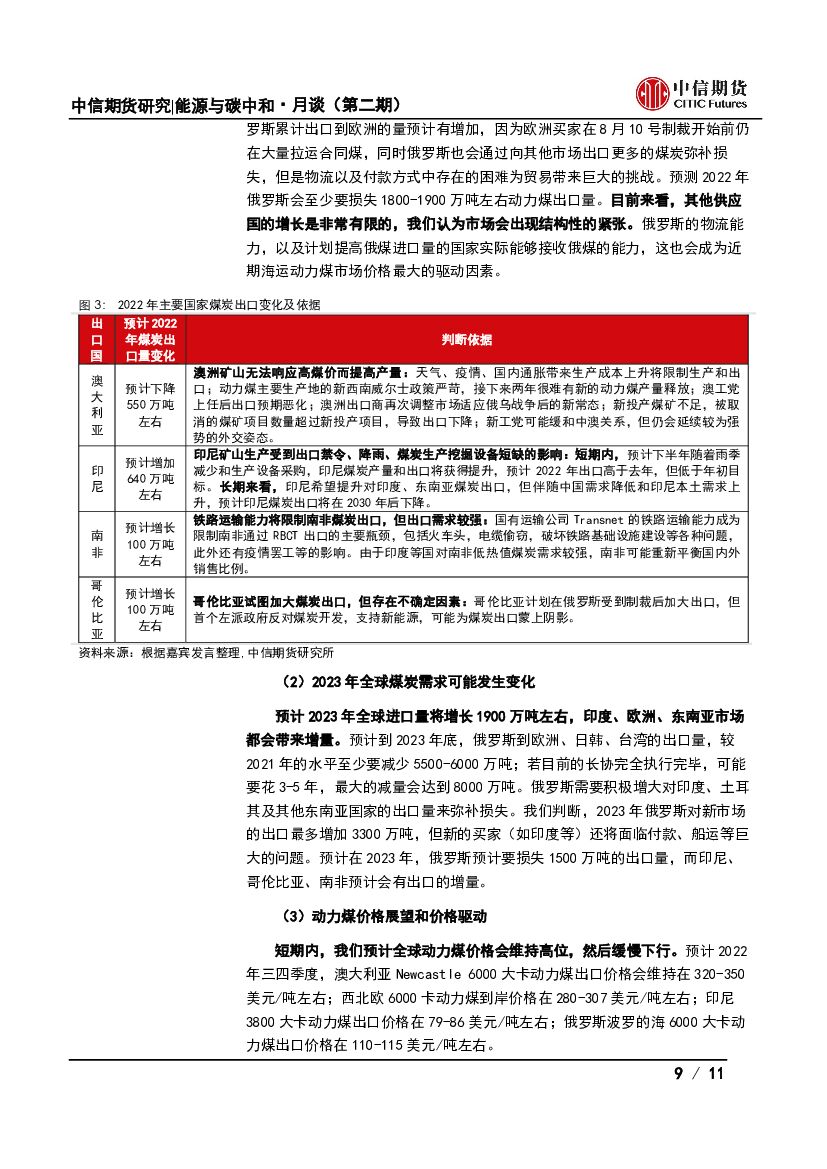 中信期货：能源与碳中和·月谈第4期会议纪要：从供应冲击到需求衰退，能源品节奏如何把握？_第9页