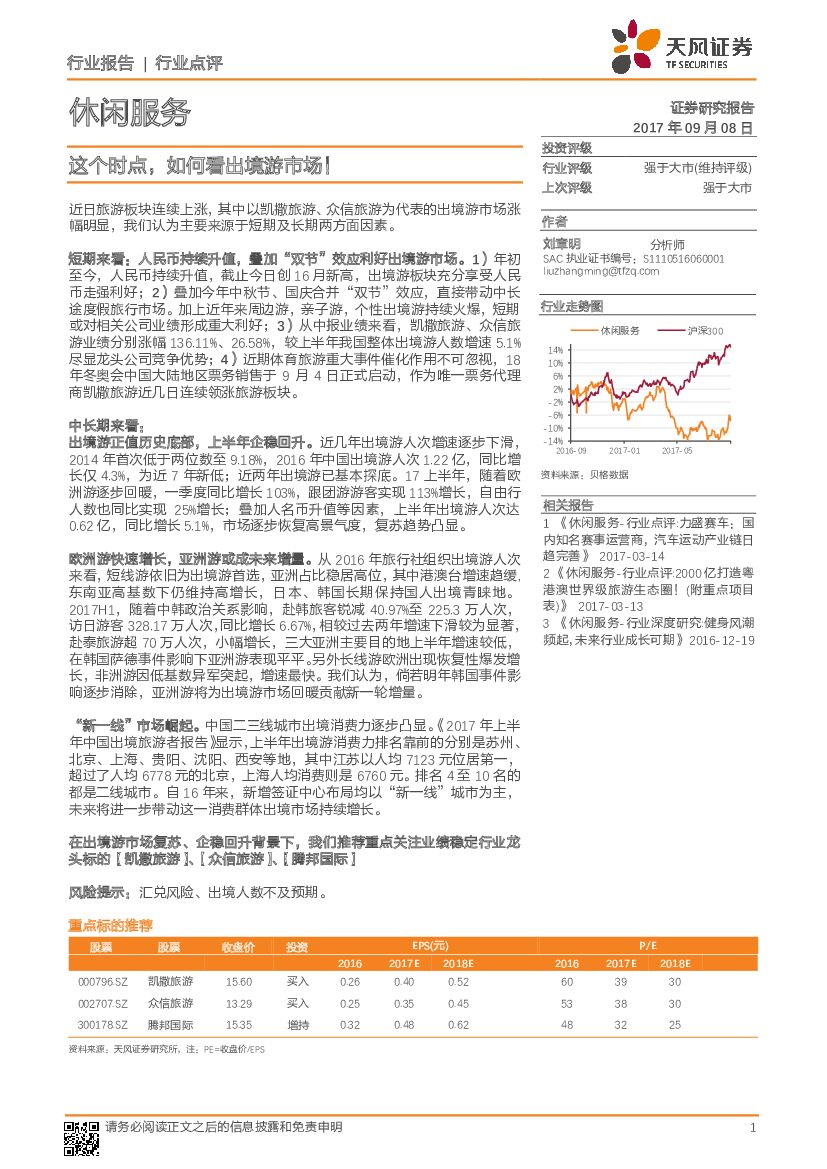 天风证券：休闲服务行业点评：这个时点，如何看出境游市场！