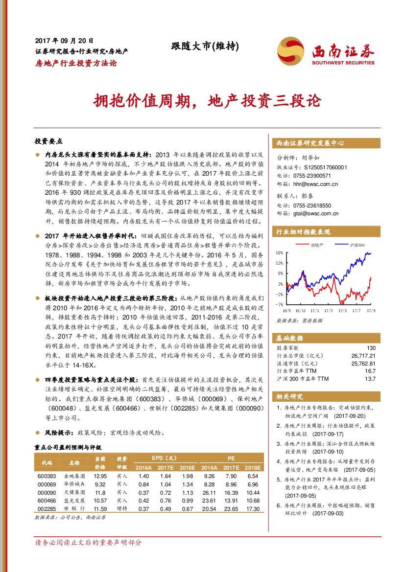 西南证券：房地产行业投资方法论：拥抱价值周期，地产投资三段论