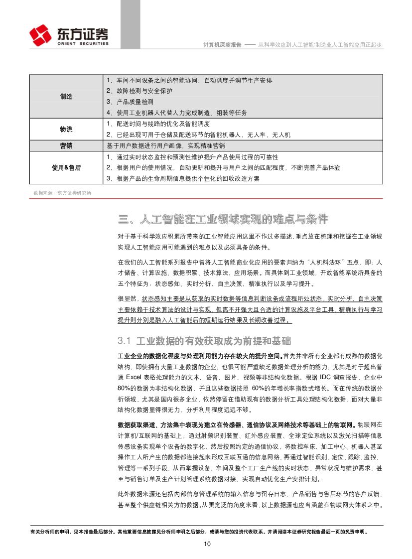 东方证券：计算机行业：从科学效应到人工智能：制造业人工智能应用正起步_第10页