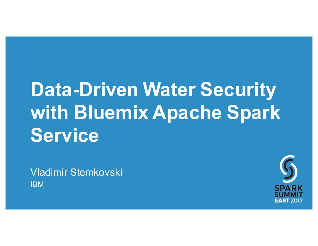 Data-Driven Water Security with Bluemix Apache Spark Service