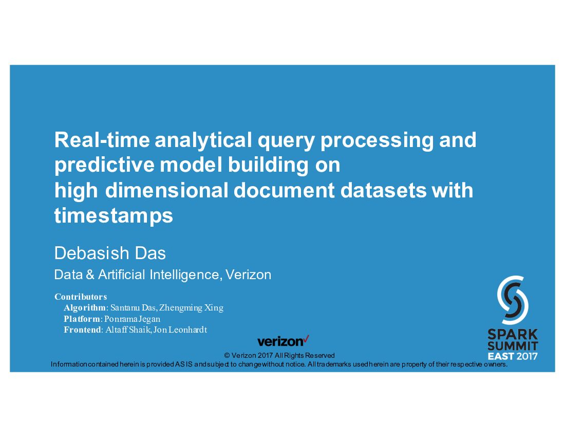 Real-time analytical query processing and predictive model building on high dimensional document datasets with timestamps