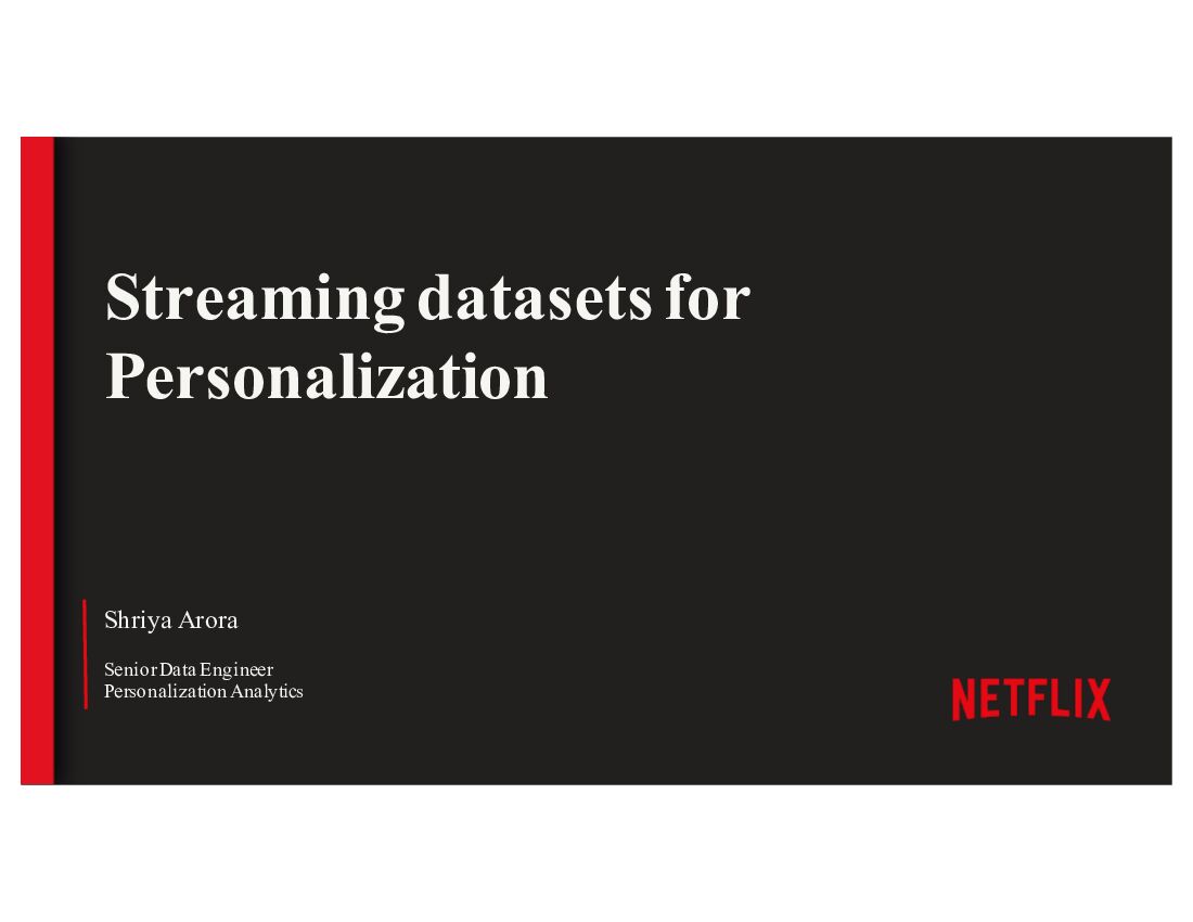 Streaming datasets for Personalization