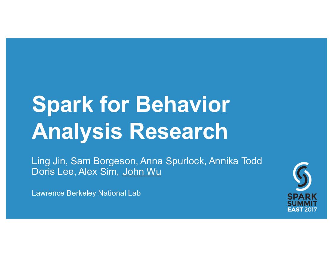 Spark for Behavior Analysis Research