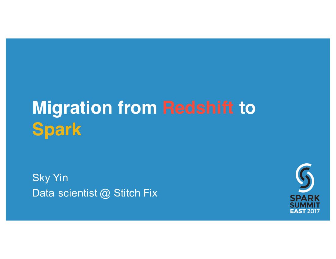 Migration from Redshift to Spark