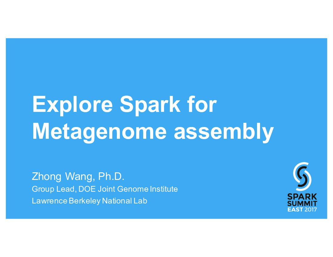 Explore Spark for Metagenome assembly