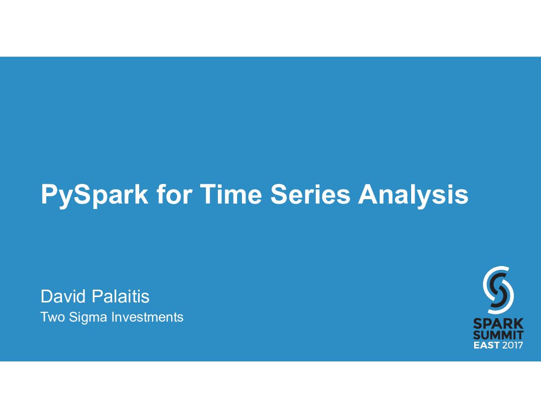 PySpark for Time Series Analysis