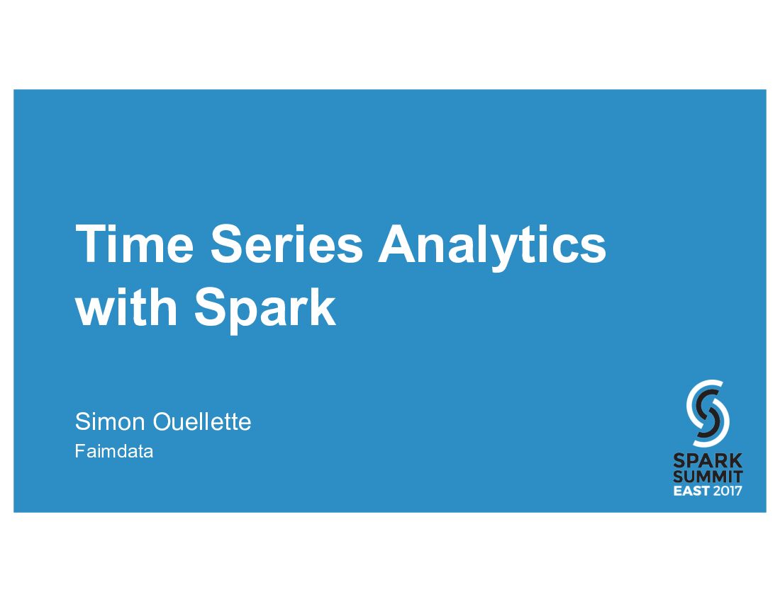 Time Series Analytics with Spark