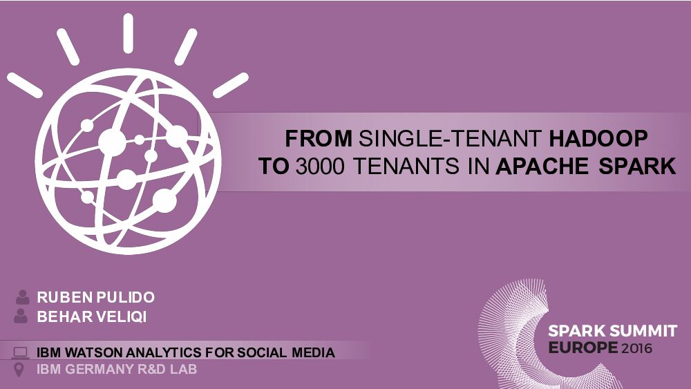 FROM SINGLE-TENANT HADOOP TO 3000 TENANTS IN APACHE SPARK